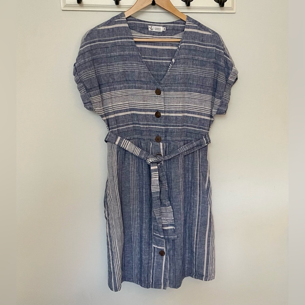 Carve Designs size XS blue dress, cotton/linen blend, soft, comfortable, cute!